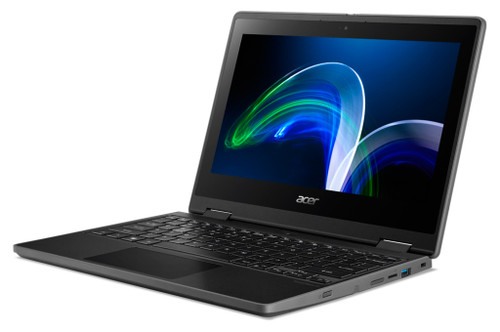Acer TravelMate Spin B3  laptop Intel® Celeron® N5100 Hybride (2-en-1) 29,5 cm (11.6") Écran tactile HD 4 Go DDR4-SDRAM 128 Go SSD Wi-Fi 6 (802.11ax) Windows 11 Pro Education Noir - NX.VQWAA.005