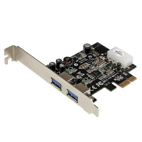 StarTech.com Carte Contrôleur PCI Express vers 2 Ports USB 3.0 avec UASP - Alimentation LP4 - PEXUSB3S25