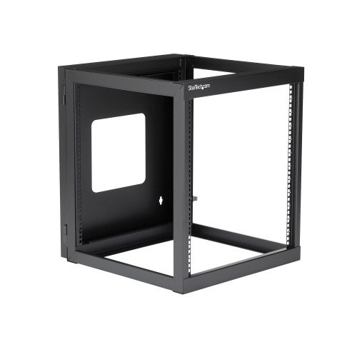 StarTech.com Rack Réseau Mural à Charnières 4 Montants 12U, Rack 19" à Cadre Ouvert avec Profondeur de Montage de 50,2cm, Rack de Données Pivotant à Montage Mural pour Matériel IT/AV - RK1219WALLOH