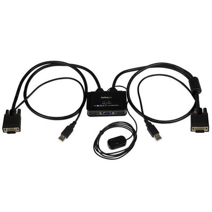 StarTech.com Switch KVM USB VGA à 2 ports - Commutateur KVM alimenté par USB avec câbles et commutateur à distance - SV211USB