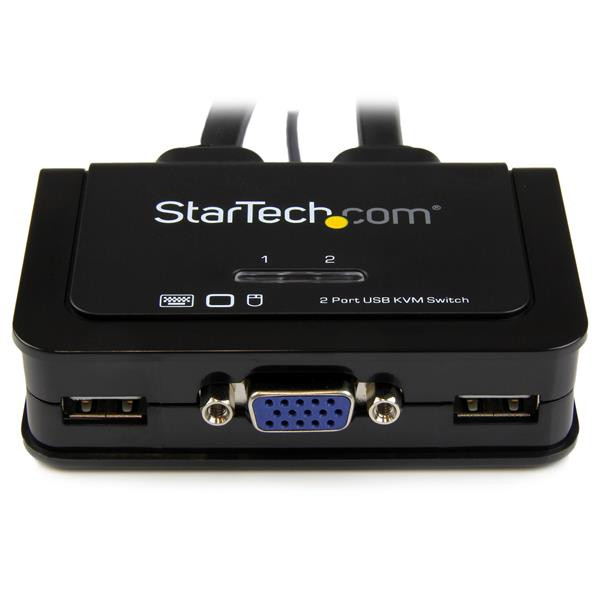 StarTech.com Switch KVM USB VGA à 2 ports - Commutateur KVM alimenté par USB avec câbles et commutateur à distance - SV211USB