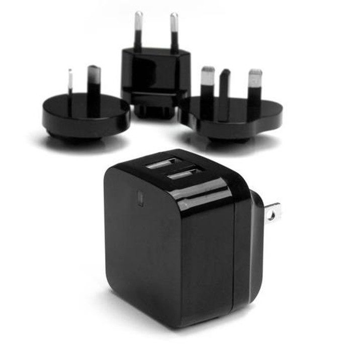 StarTech.com Chargeur mural USB à 2 ports - Haute puissance (17 W / 3,4 A) - Chargeur de voyage international - USB2PACBK