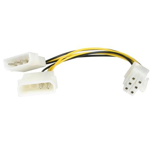 StarTech.com Câble adaptateur d'alimentation LP4 vers carte graphique PCI Express à 6 broches de 15 cm - M/M - LP4PCIEXADAP