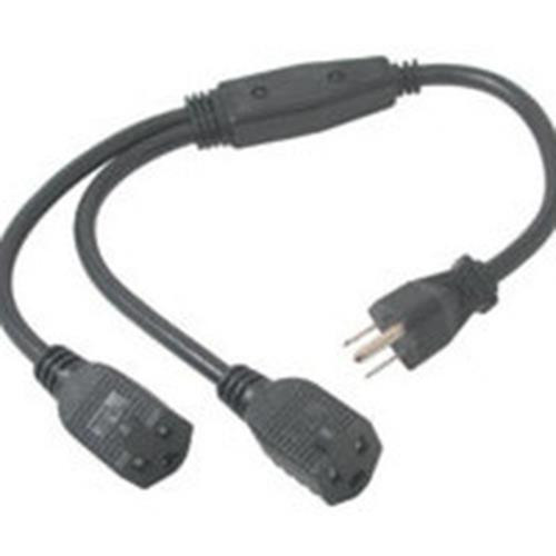 C2G 14in 1-to-2 18 AWG Power Cord Splitter (2 NEMA 5-15R -> 1 NEMA 5-15P) Noir 0,35 m - 29802