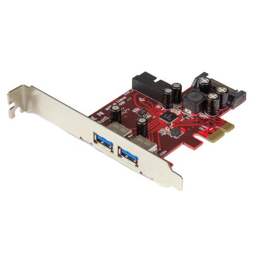 StarTech.com Carte contrôleur PCI Express à 4 ports USB 3.0 - 2 externes 2 internes - Adaptateur PCIe avec alimentation SATA - PEXUSB3S2EI