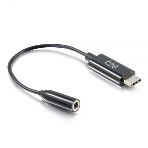 C2G  câble de téléphone portable Noir 0,09 m USB-C 3,5 mm - 54426