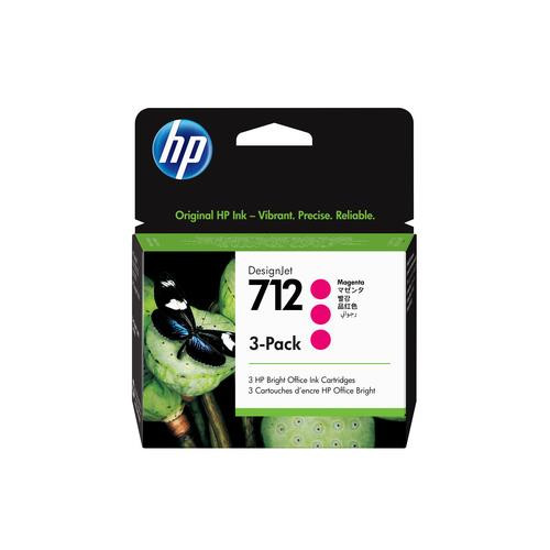 HP Pack de 3 cartouches d'encre DesignJet 712, magenta, 29 ml - 3ED78A