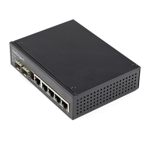 StarTech.com Switch Gigabit Ethernet Industriel 6 Ports - 4 PoE RJ45 + 2 Slots SFP 30W PoE+ 48VDC 10/100/1000 Mbps - Switch LAN Power Over Ethernet -40°C à 75°C - Montage/Connecteur DIN - IES1G52UPDIN