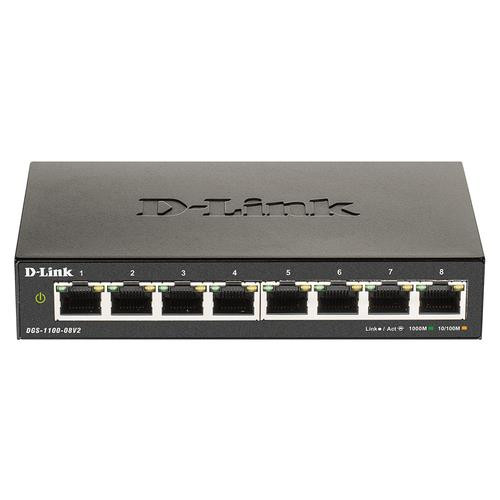 D-Link DGS-1100-08V2 Géré L2 Gigabit Ethernet (10/100/1000) Noir - DGS-1100-08V2/B