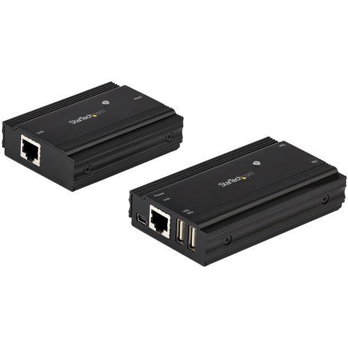 StarTech.com Hub USB 2.0 sur Câble Ethernet CAT5e/CAT6 Unique (RJ45) - 4 Ports - 100m - Concentrateur Extension USB - Boitier Métal - Alimentation Externe - 480 Mbps - USB2004EXT100