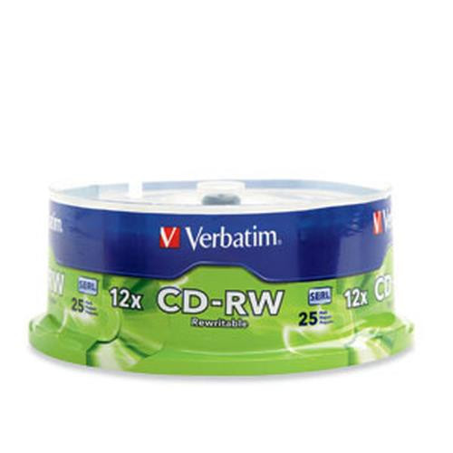 Verbatim CD-RW 80MIN 700MB 4X-12X High Speed Branded 25pk Spindle 700 Mo 25 pièce(s) - 95155