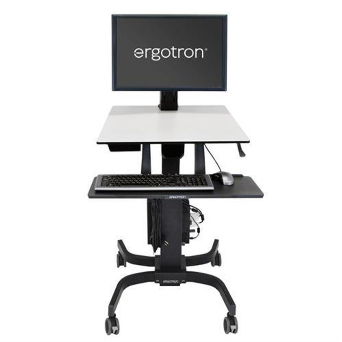 Ergotron WorkFit-C, Single HD Sit-Stand Workstation Noir, Gris Panier multimédia - 24-216-085