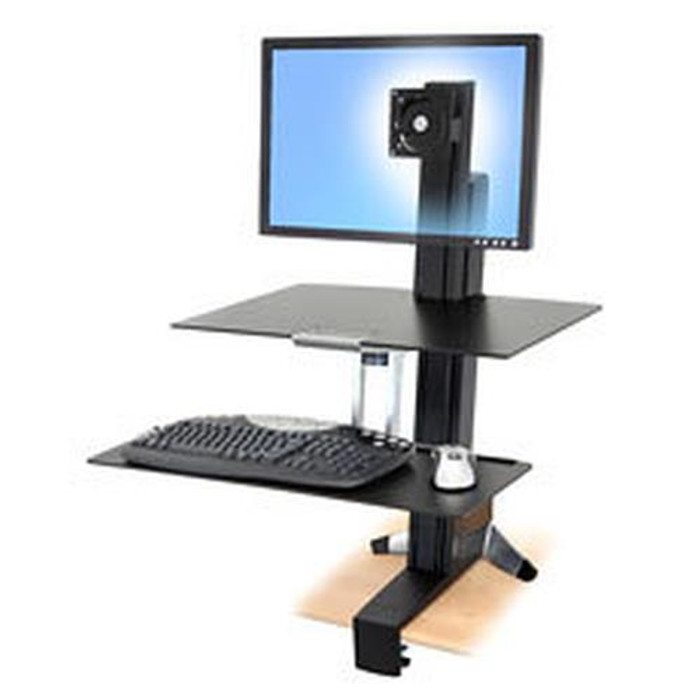 Ergotron WorkFit-S, Single HD with Worksurface+ Noir Support multimédia - 33-351-200