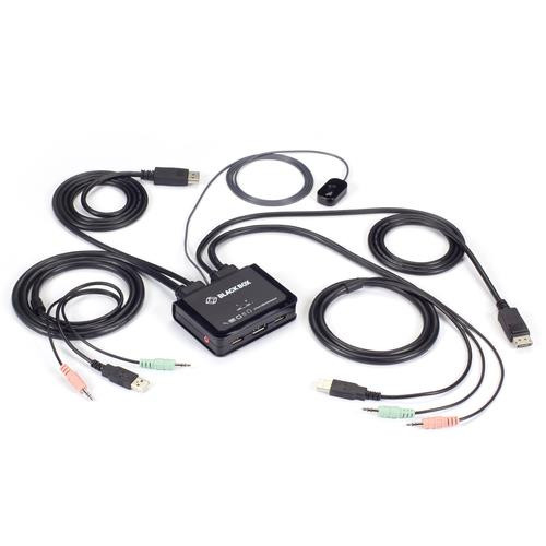 Black Box 2PORT 4K60 DISPLAYPORT CABLE commutateur écran, clavier et souris Noir - KV62-CBL