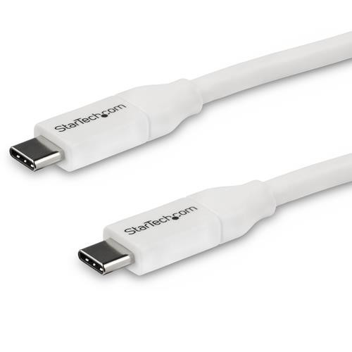StarTech.com Câble de Charge Rapide USB-C de 4m, Charge et Synchronisation, 100W (5A) PD, USB 2.0, Certifié USB-IF - Cordon de Charge USB C Blanc - USB2C5C4MW