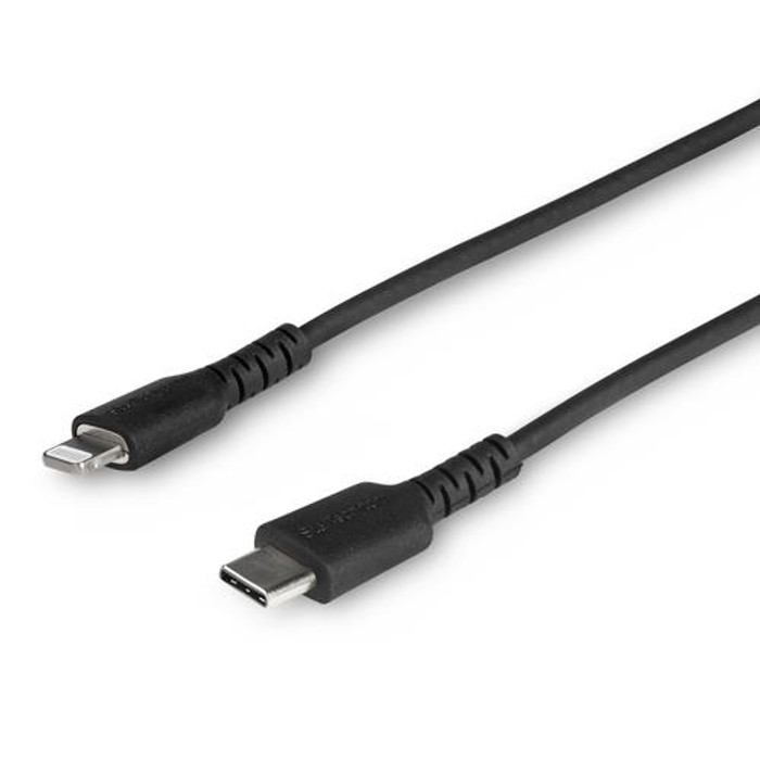 StarTech.com Câble USB-C vers Lightning Noir Robuste 1m - Câble de Charge/Synchronistation USB Type C vers Lightning Fibre Aramide - iPad/iPhone 12 Certifié Apple MFi - RUSBCLTMM1MB