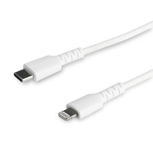 StarTech.com Câble USB-C vers Lightning Blanc Robuste 1m - Câble de Charge/Synchronistation USB Type C vers Lightning Fibre Aramide - iPad/iPhone 12 Certifié Apple MFi - RUSBCLTMM1MW