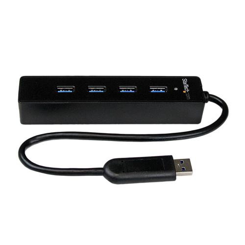 StarTech.com Hub USB 3.0 portable à 4 ports avec câble intégré - 5Gbps - Noir - ST4300PBU3