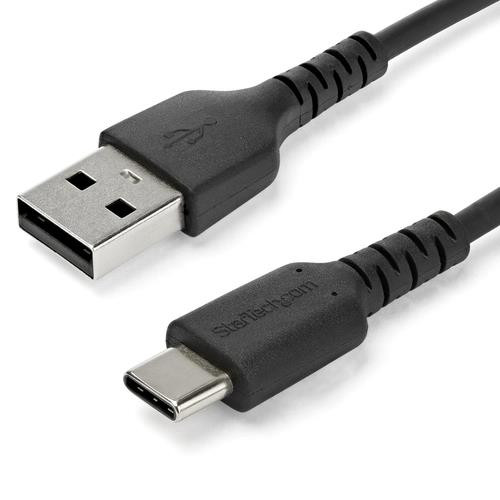 StarTech.com Câble de Charge Rapide USB-A vers USB-C de 2m, Robuste, Charge et Synchronisation, 3A, USB 2.0, Gaine TPE Noire et Fibre d'Aramide - Cordon de Charge USB - RUSB2AC2MB