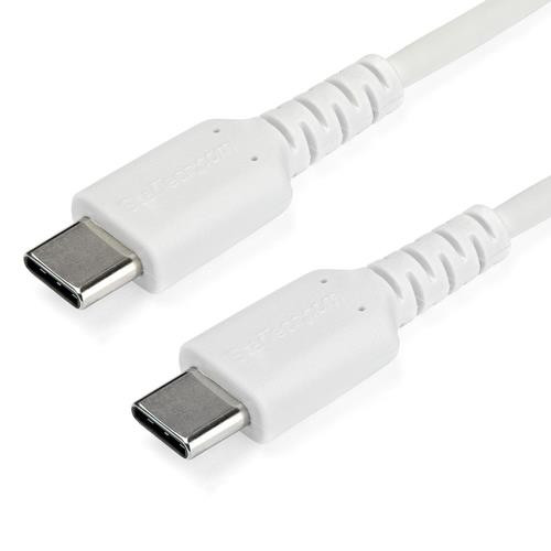 StarTech.com Câble de Charge Rapide USB-C de 2m, Robuste, Charge et Synchronisation, 60W (3A) PD, USB 2.0, Gaine TPE Blanche et Fibre d'Aramide - Cordon de Charge USB C - RUSB2CC2MW