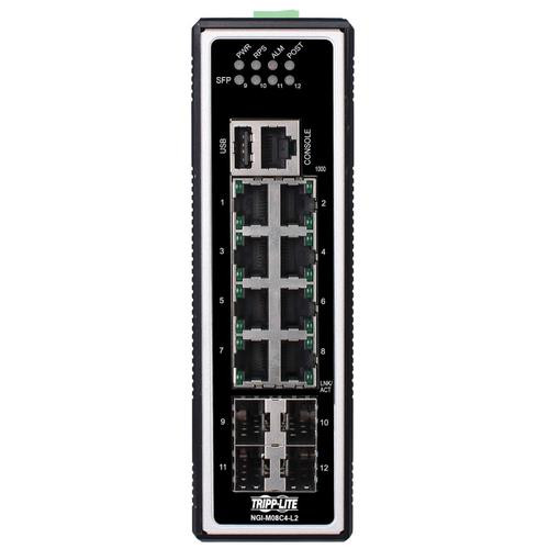 Tripp Lite  commutateur réseau Géré Gigabit Ethernet (10/100/1000) Connexion Ethernet, supportant l'alimentation via ce port (PoE) Noir - NGI-M08C4-L2