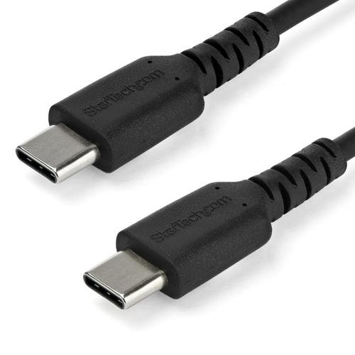 StarTech.com Câble de Charge Rapide USB-C de 2m, Robuste, Charge et Synchronisation, 60W (3A) PD, USB 2.0, Gaine TPE Noire et Fibre d'Aramide - Cordon de Charge USB C - RUSB2CC2MB