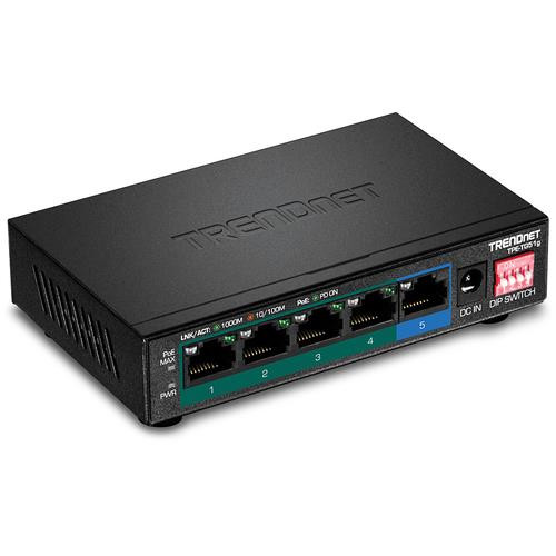 Trendnet  commutateur réseau Gigabit Ethernet (10/100/1000) Connexion Ethernet, supportant l'alimentation via ce port (PoE) Noir - TPE-TG51G