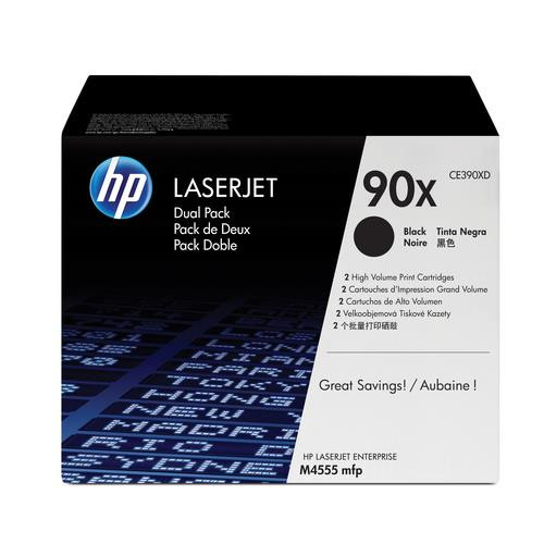 HP 90X pack de 2 toners LaserJet noir grande capacité authentiques - CE390XD