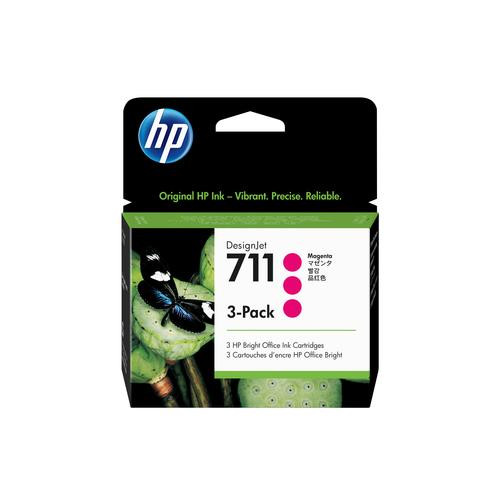 HP 711 pack de 3 cartouches d'encre DesignJet magenta, 29 ml - CZ135A