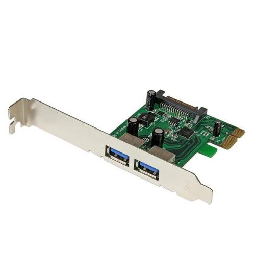 StarTech.com Carte Contrôleur PCI Express (PCIe) vers 2 ports USB 3.0 avec UASP - Alimentation SATA - PEXUSB3S24