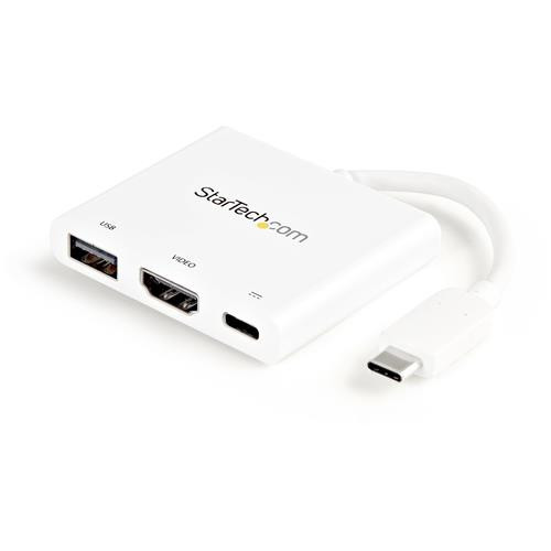 StarTech.com Adaptateur multiport USB-C vers HDMI 4K avec USB Power Delivery et port USB-A - Blanc - CDP2HDUACPW