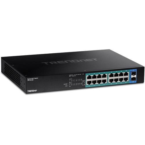Trendnet  commutateur réseau Gigabit Ethernet (10/100/1000) Connexion Ethernet, supportant l'alimentation via ce port (PoE) 1U Noir - TPE-TG182