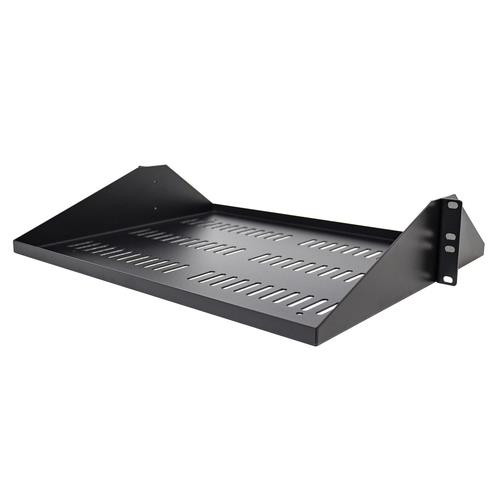 StarTech.com Étagère Rack 19 pouces 2U - Plateau Rackable Universel Ventilé - Étagère Baie de Brassage - Étagère Cantilever Rack 19" - Capacité 91kg - Rangement Rack Informatique - Profondeur 35,6cm (14"), Noir - SHELF-2U-14-CENTER-V