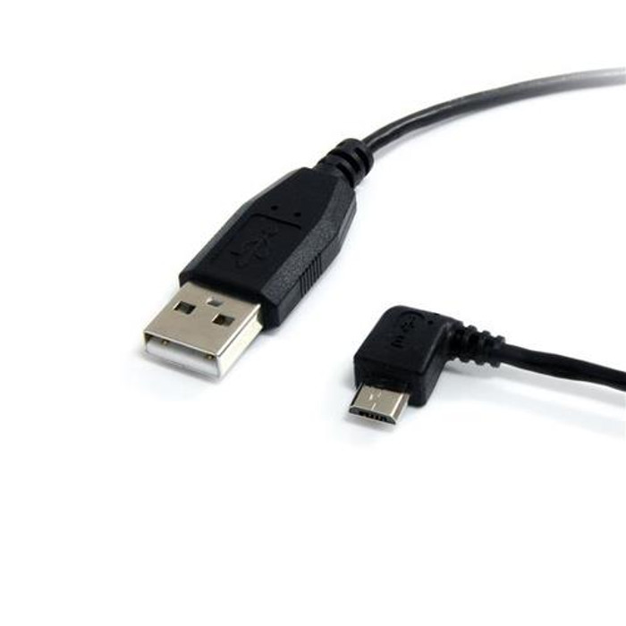 StarTech.com Câble USB 2.0 A vers Micro B coudé à angle gauche de 30 cm - M/M - Noir - UUSBHAUB1LA