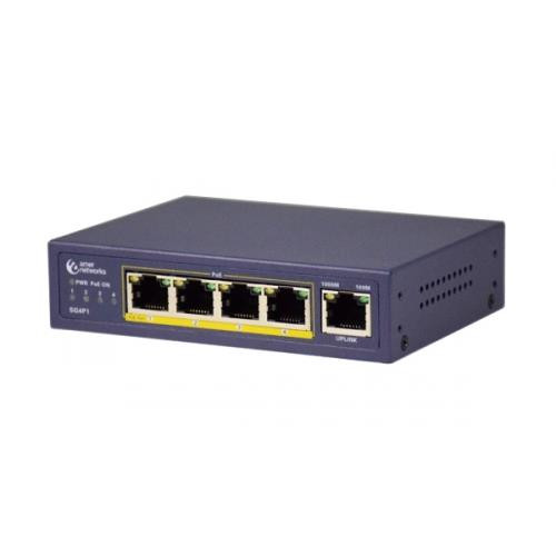 Amer Networks  commutateur réseau Non-géré Gigabit Ethernet (10/100/1000) Connexion Ethernet, supportant l'alimentation via ce port (PoE) Bleu - SG4P1