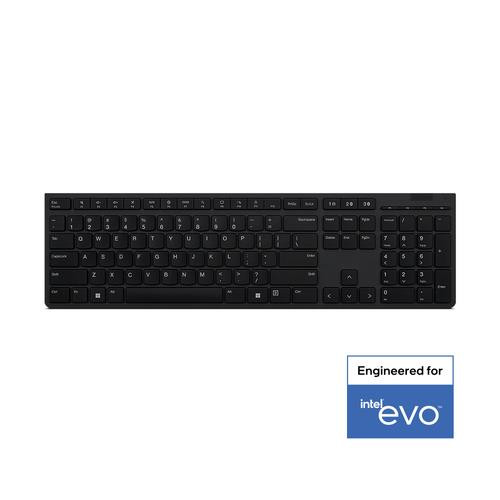 Lenovo  clavier Bureau RF sans fil + Bluetooth Anglais américain Gris - 4Y41K04031
