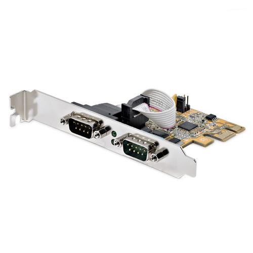 StarTech.com Carte d'Interface Série PCI Express à 2 ports, Carte Série PCIe à 2 Ports vers RS232 (DB9), UART 16C1050, Supports à Profil Bas/Plein, Rétention COM, pour Windows/Linux - 21050-PC-SERIAL-LP