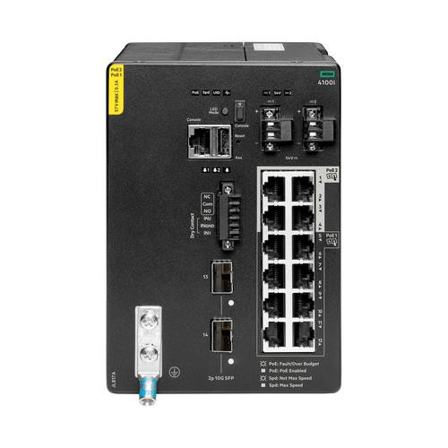 HPE Aruba Networking CX 4100i 12p 1GbE 8p Class4 PoE and 4p Class6 PoE 2p SFP+ DIN Mount Switch - JL817A
