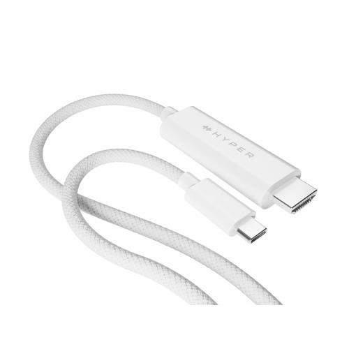 HYPER  câble HDMI 2,5 m USB-C HDMI Type A (Standard) Blanc - HD6007WHGL