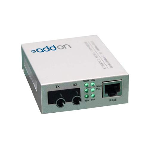 AddOn Networks 1000Base-TX(RJ45) to 1000Base-LX(ST), 1310nm convertisseur de support réseau 1000 Mbit/s Monomode Argent - ADD-GMC-LX-2ST