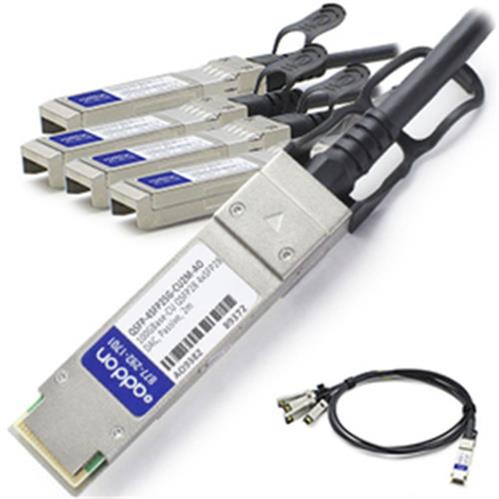 AddOn Networks 2m, QSFP28/4xQSFP28 câble InfiniBand et à fibres optiques 1 m Noir, Argent - QSFP-4SFP25G-CU2M-AO