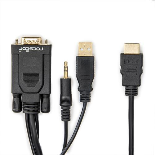 Rocstor  câble vidéo et adaptateur 1,83 m HDMI Type A (Standard) VGA (D-Sub) + 3.5mm + USB Type-A Noir - Y10C264-B1