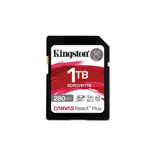 Kingston Technology 1TB Canvas React Plus SDXC UHS-II 280R/150W U3 V60 for Full HD/4K - SDR2V6/1TB