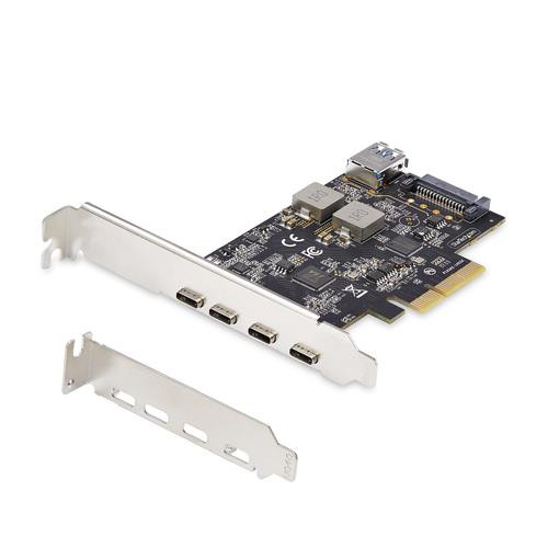 StarTech.com Carte PCIe USB à 5 Ports, USB 3.2 10Gbps, Carte PCI Express avec 4x USB-C et 1x USB-A interne, Carte Contrôleur USB PCIe, Windows/macOS/Linux - PS4C3IA3-USB-C-CARD