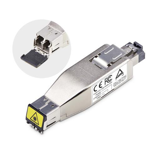 StarTech.com Convertisseur de Média Ethernet Gigabit Fibre vers RJ45, Optique Monomode 10km/Multimode 800m, Alimentation PoE, Design Compact, Boîtier Métallique, Micro Mini, TAA - D01ML55P-FIBER-MEDIA