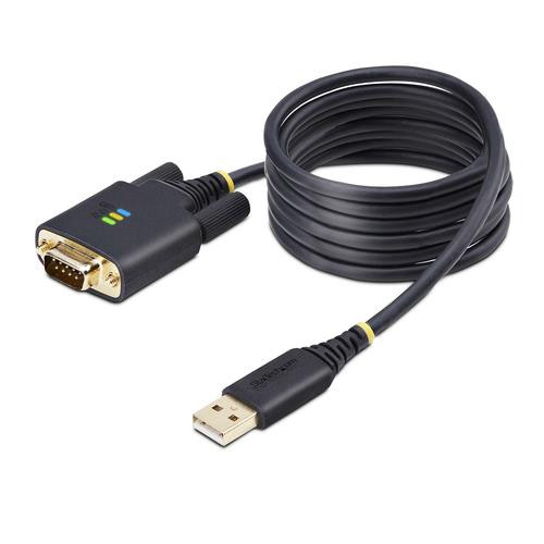 StarTech.com Câble USB vers Série de 2m, Rétention COM, Vis/Écrous Interchangeables, Câble Adaptateur USB vers Série, USB-A vers DB9 RS232, FTDI IC, Protection ESD, Windows/macOS/Linux - 1P6FFC-USB-SERIAL