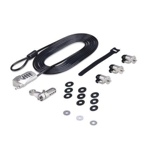 StarTech.com Kit de Verrouillage pour Ordinateur Portable/de Bureau et Périphériques, Verrou/Serrure Antivol, K-Slot, Câble en Acier de 3m, 3x Unités, Cadenas à 4 Chiffres Réinitialisable par l'Utilisateur - 3M4-DESK-LOCKING-KIT