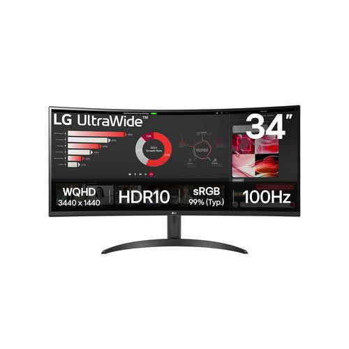 LG  écran plat de PC 86,4 cm (34") 3440 x 1440 pixels Wide Quad HD Noir - 34WR50QK-B