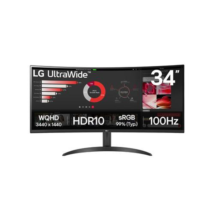 LG  écran plat de PC 86,4 cm (34") 3440 x 1440 pixels Wide Quad HD Noir - 34WR50QK-B