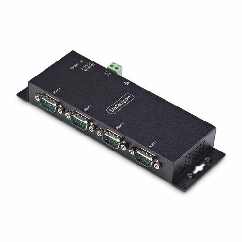 StarTech.com Adaptateur Série vers Ethernet à 4 Ports, Serveur de Périphériques Série IP pour Périphériques RS232 Distants, Montage Mural/ Rail DIN, Boîtier Métallique, Convertisseur Série RJ45 LAN vers DB9, TAA - I43-SERIAL-ETHERNET